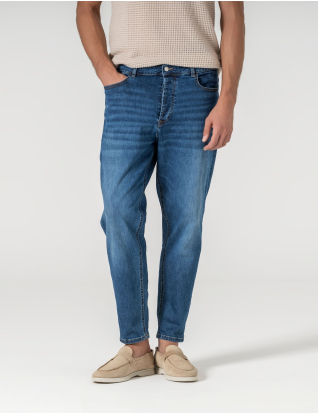 CALÇA DE GANGA CROPPED FIT AZUL MÉDIO