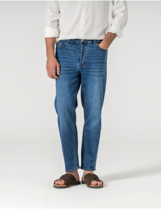 CALÇA DE GANGA REGULAR FIT AZUL MÉDIO