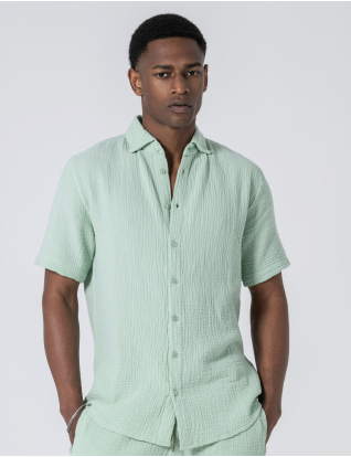 CAMISA MUSSELINA PISTÁCIO