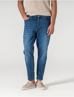 CALÇA DE GANGA CROPPED FIT AZUL MÉDIO