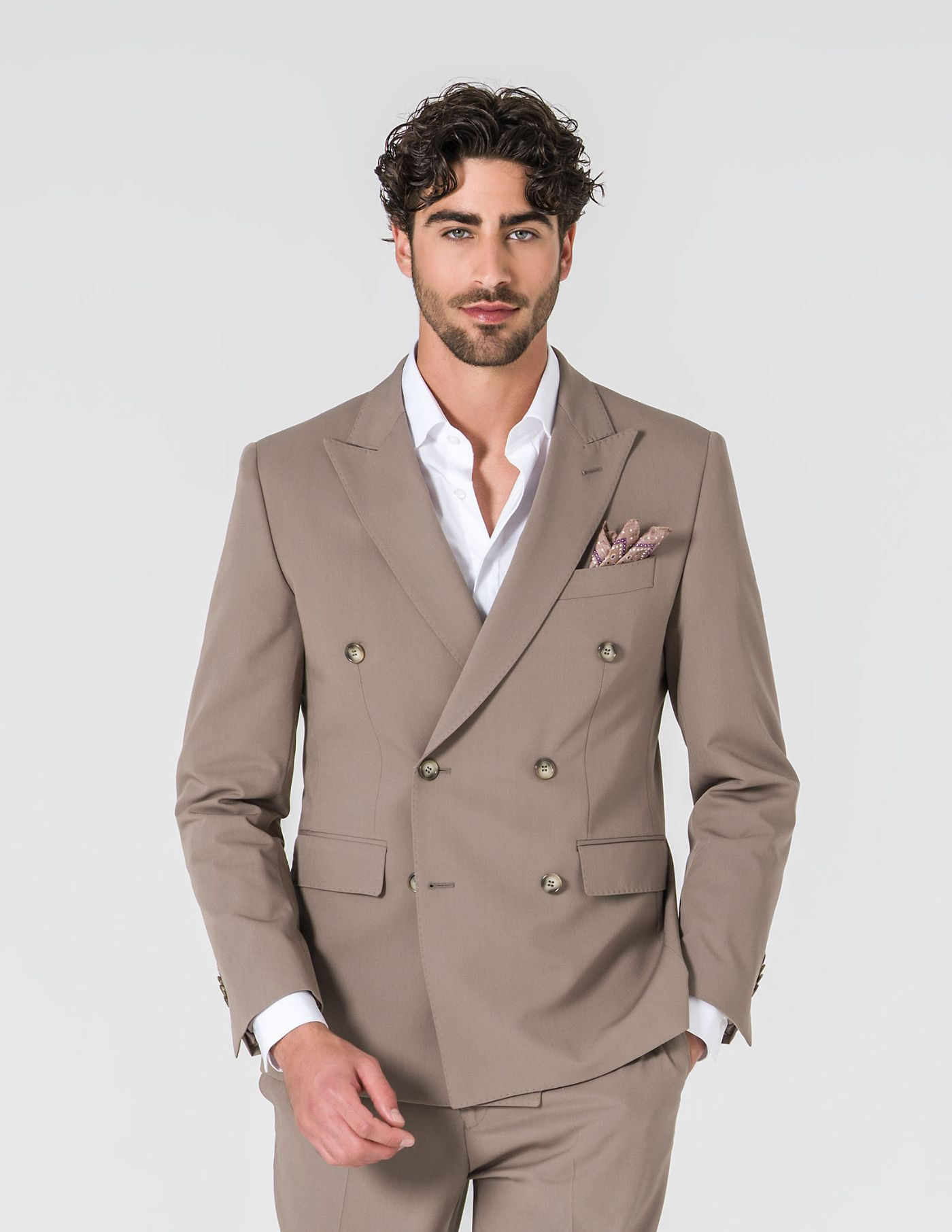 FATO TRESPASSE SLIM FIT BEGE ESCURO (PICK STITCH)