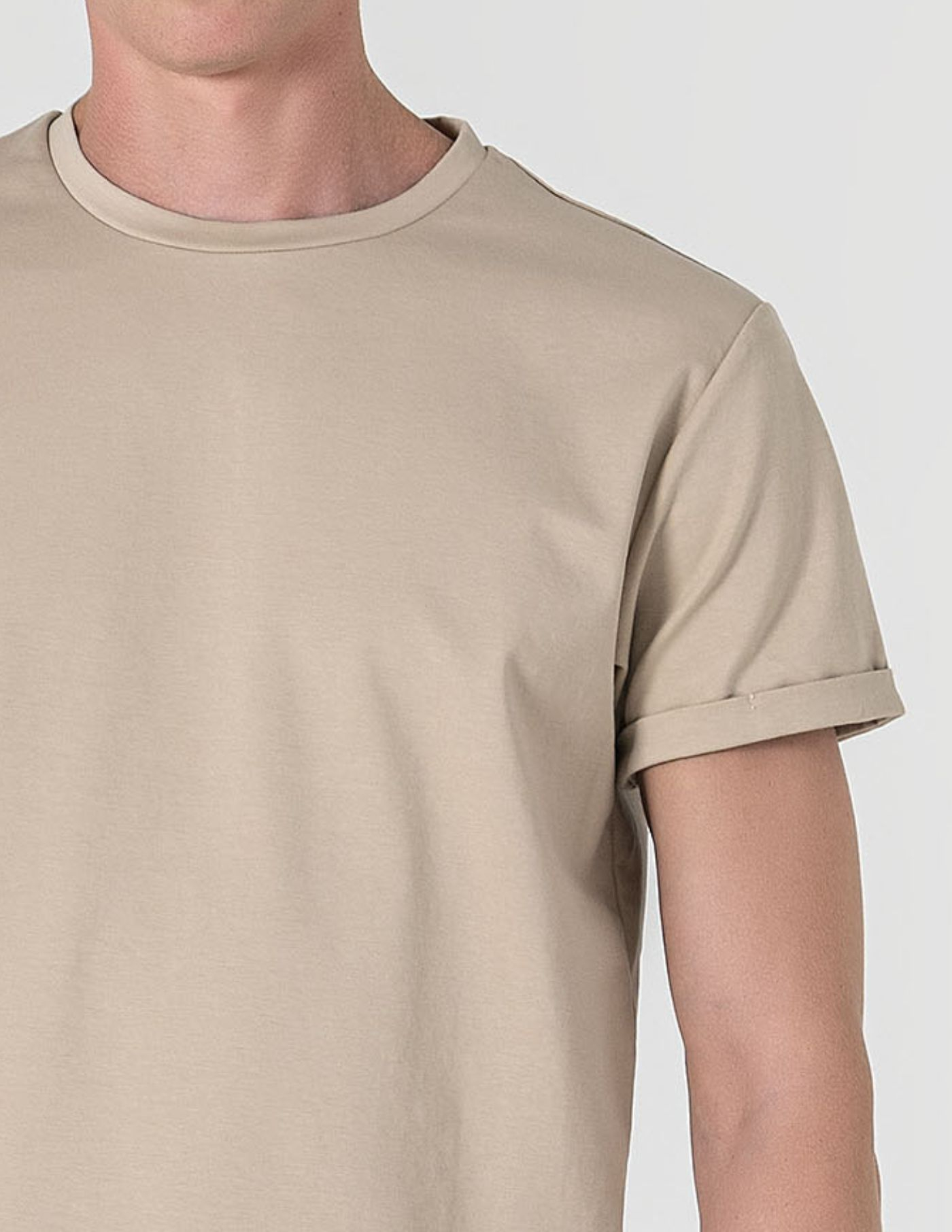 T-SHIRT RELAXED DE ALGODÃO E POLIAMIDA BEGE