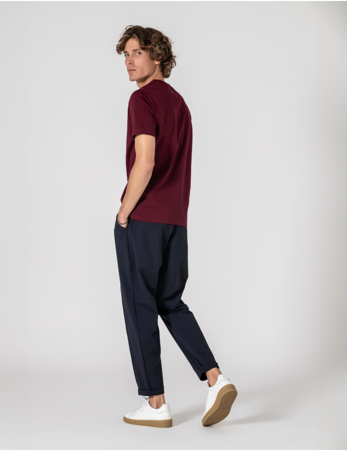  T-SHIRT DE ALGODÃO E POLIAMIDA BORDEAUX