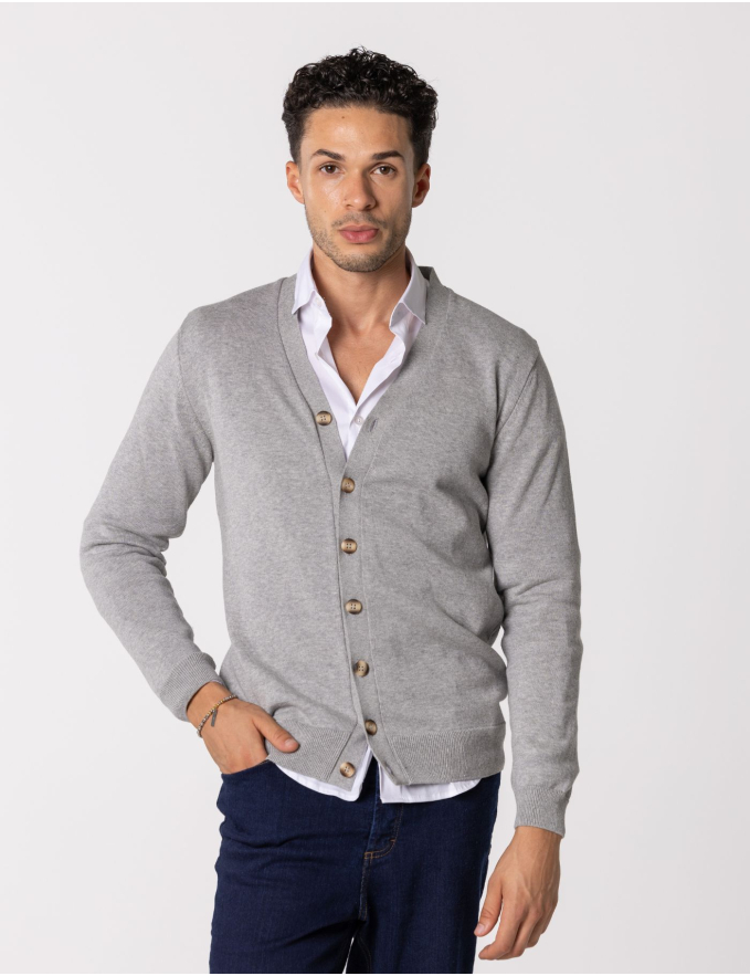 CARDIGAN DE MALHA CINZA