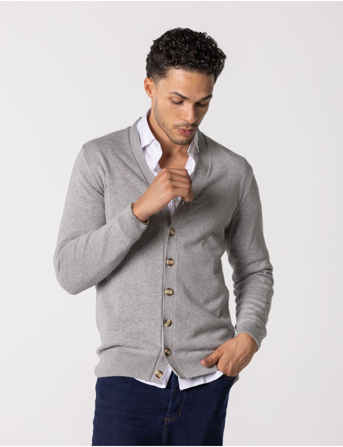 CARDIGAN DE MALHA CINZA