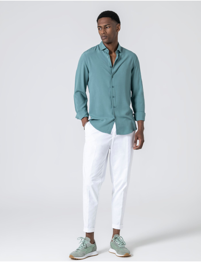 CAMISA RELAXED FIT LEVE VERDE PISTÁCIO