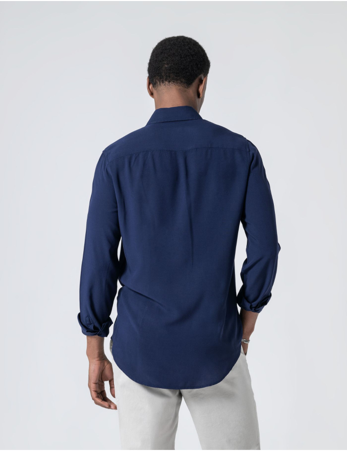 CAMISA RELAXED FIT LEVE AZUL