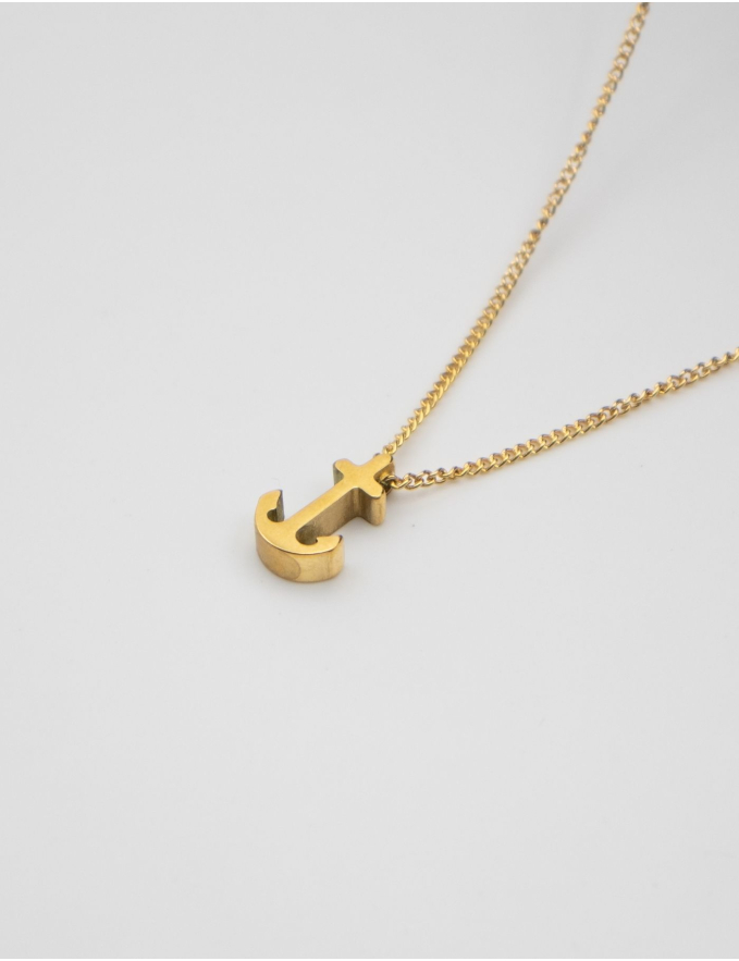 COLAR DOURADO CURTO PENDENTE ANCORA