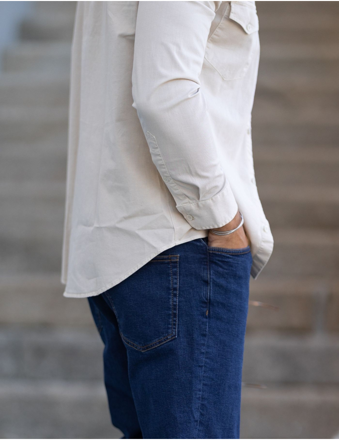CAMISA COM BOLSOS BEGE CLARO