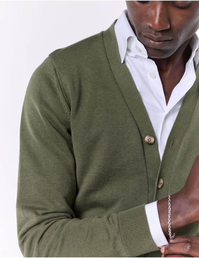CARDIGAN DE MALHA VERDE KAKI