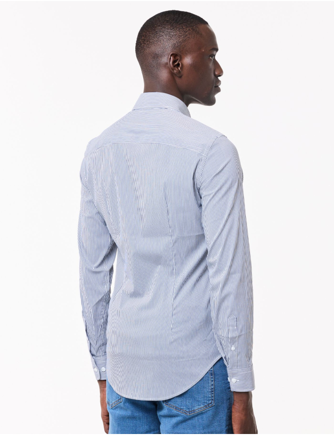 CAMISA SLIM FIT SOFT TOUCH RISCA AZUL MARINHO