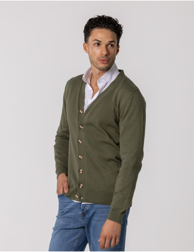 CARDIGAN DE MALHA VERDE KAKI