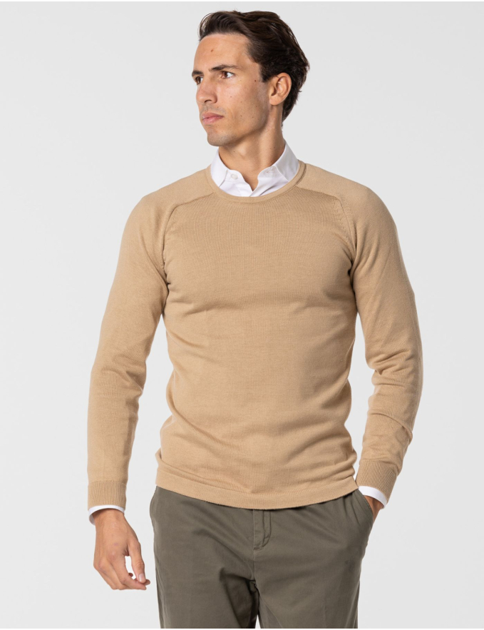 CAMISOLA DE MALHA DECOTE REDONDO BEGE
