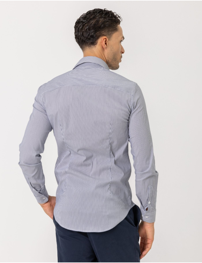 CAMISA SLIM FIT SOFT TOUCH RISCA AZUL MARINHO