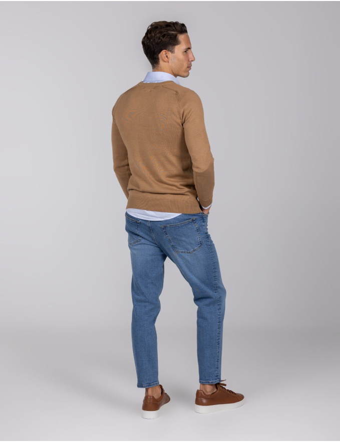 CAMISOLA DE MALHA DECOTE V CAMEL