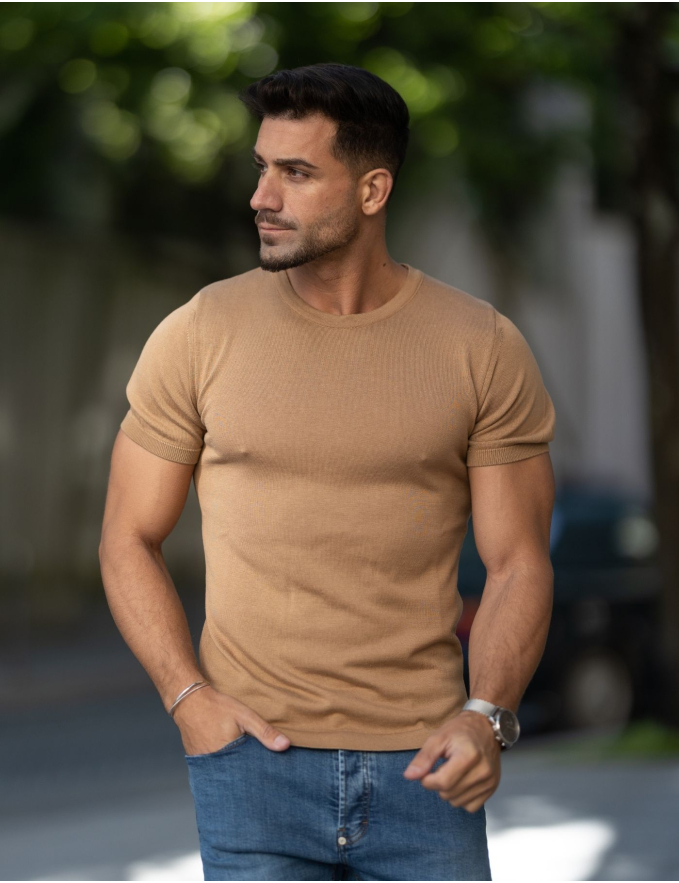 T-SHIRT TRICOT CAMEL