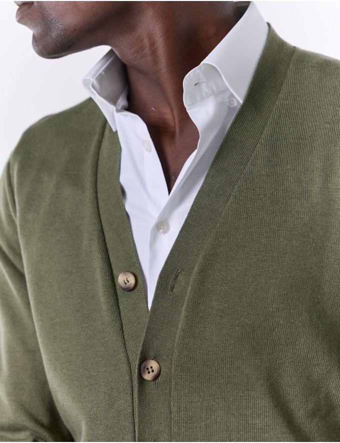CARDIGAN DE MALHA VERDE KAKI