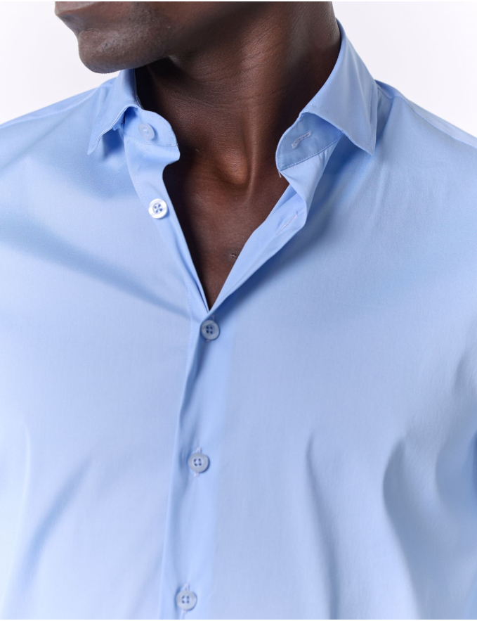 CAMISA SLIM FIT SOFT TOUCH AZUL CLARO