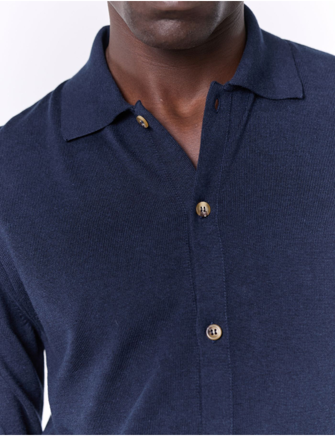 CAMISEIRO DE MALHA AZUL MARINHO