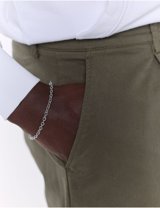 CALÇA CHINO CROPPED FIT VIROLA VERDE OLIVA