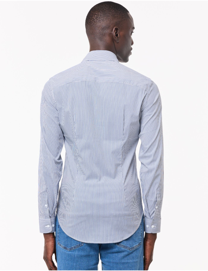 CAMISA SLIM FIT SOFT TOUCH RISCA AZUL MARINHO