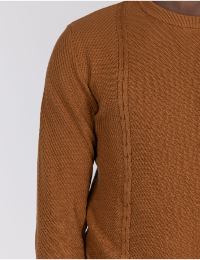 CAMISOLA DE MALHA TRANÇA LATERAL CARAMELO