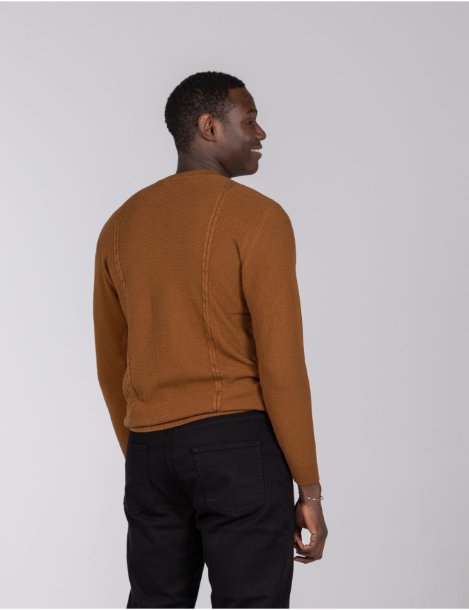 CAMISOLA DE MALHA TRANÇA LATERAL CARAMELO