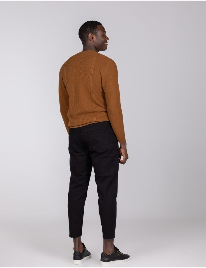CAMISOLA DE MALHA TRANÇA LATERAL CARAMELO