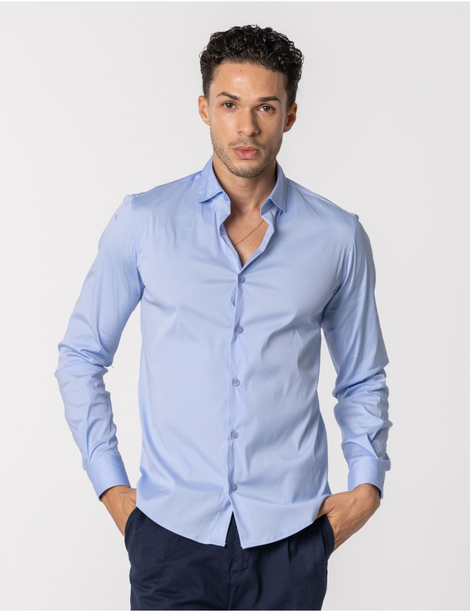 CAMISA SLIM FIT SOFT TOUCH AZUL CLARO