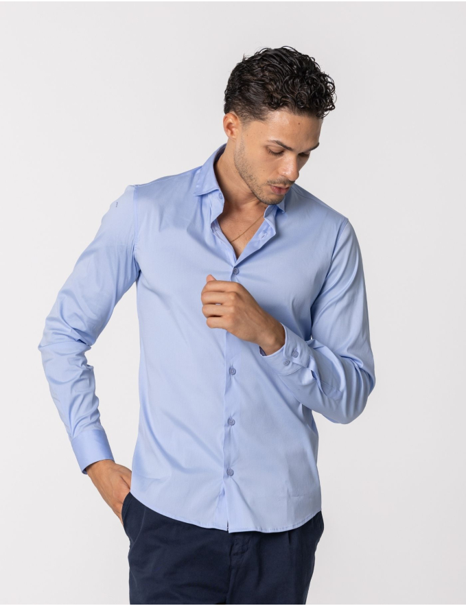 CAMISA SLIM FIT SOFT TOUCH AZUL CLARO