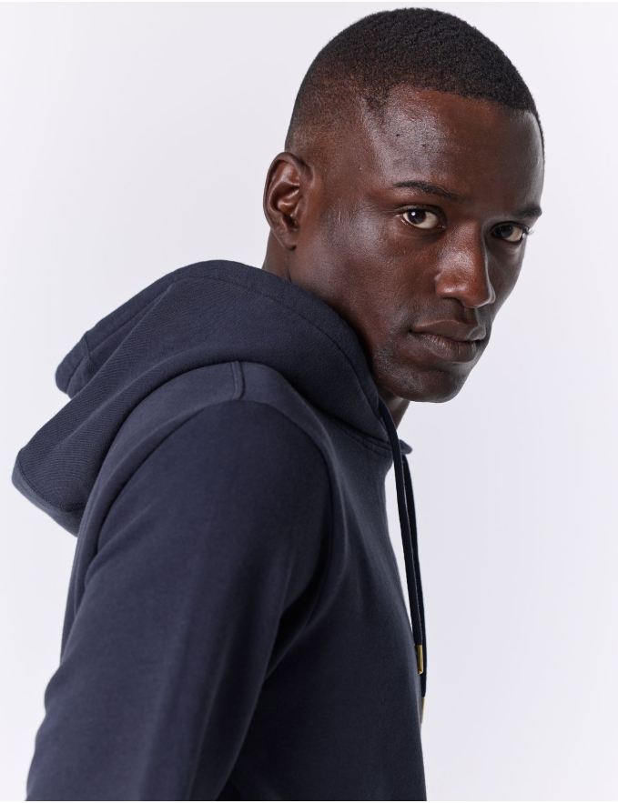 HOODIE DE ALGODÃO AZUL MARINHO