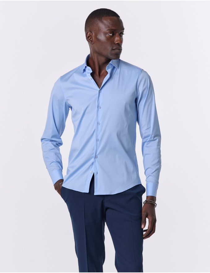 CAMISA SLIM FIT SOFT TOUCH AZUL CLARO