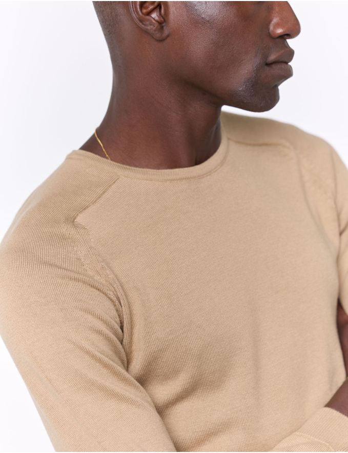 CAMISOLA DE MALHA DECOTE REDONDO BEGE