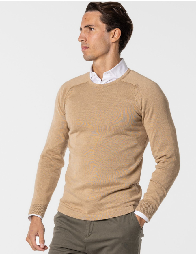 CAMISOLA DE MALHA DECOTE REDONDO BEGE