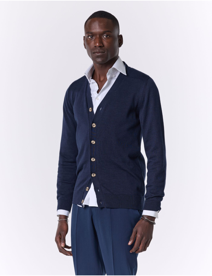 CARDIGAN DE MALHA AZUL MARINHO