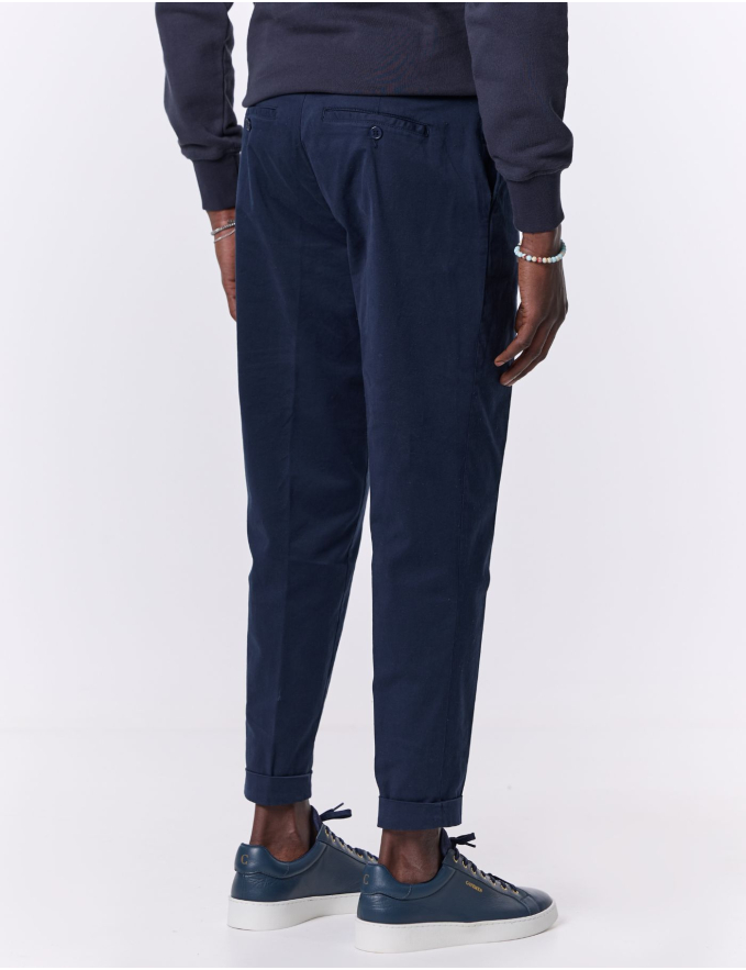 CALÇA CHINO CROPPED FIT VIROLA AZUL