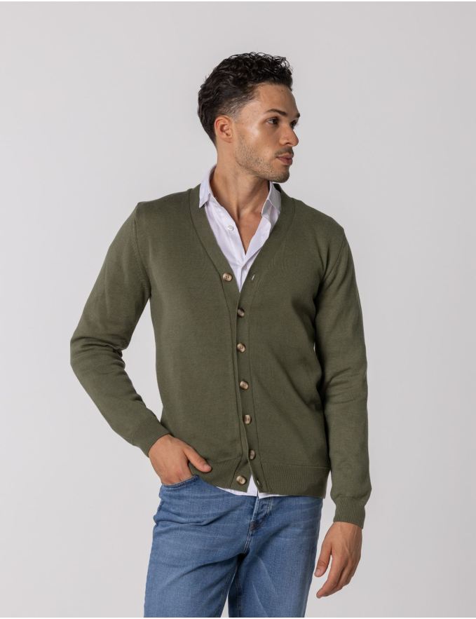 CARDIGAN DE MALHA VERDE KAKI