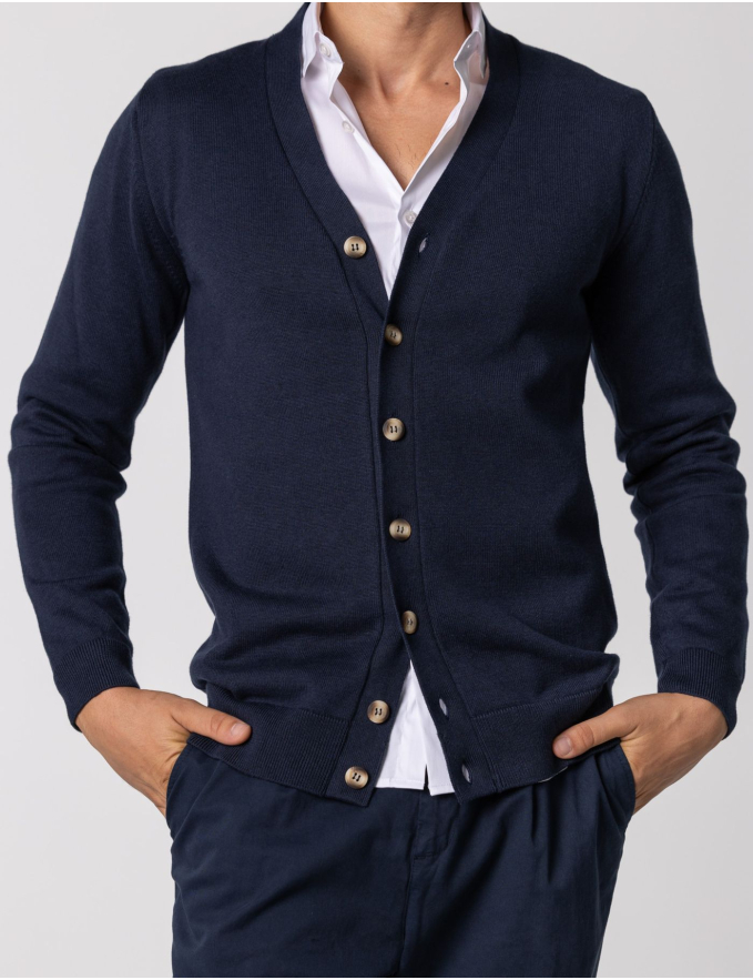 CARDIGAN DE MALHA AZUL MARINHO