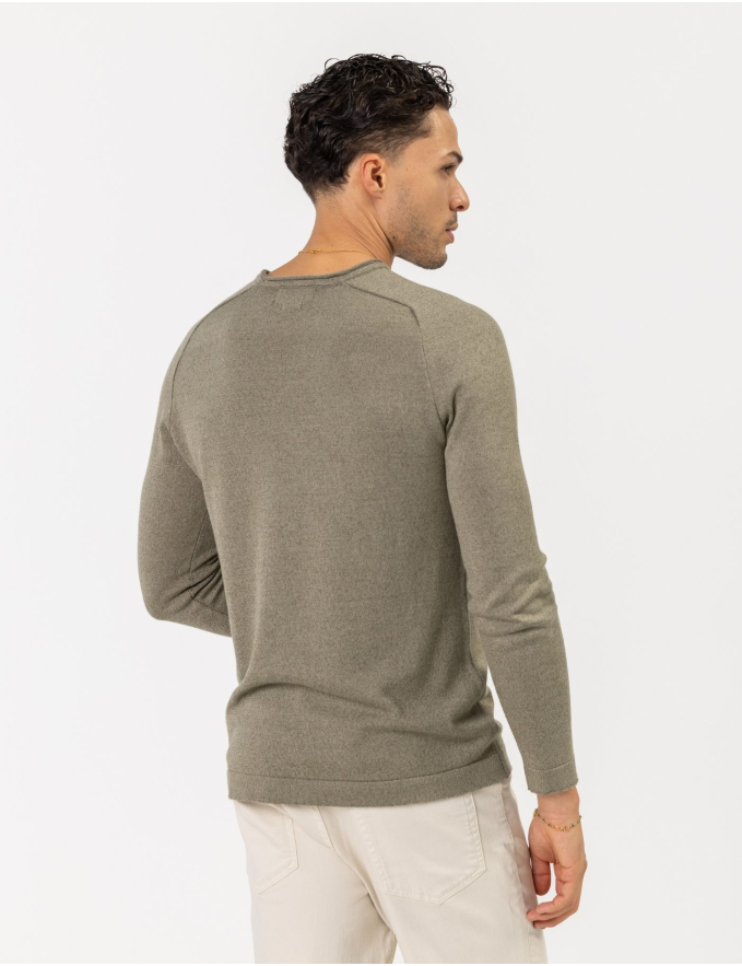 CAMISOLA DE MALHA DECOTE ENROLADO VERDE MESCLA
