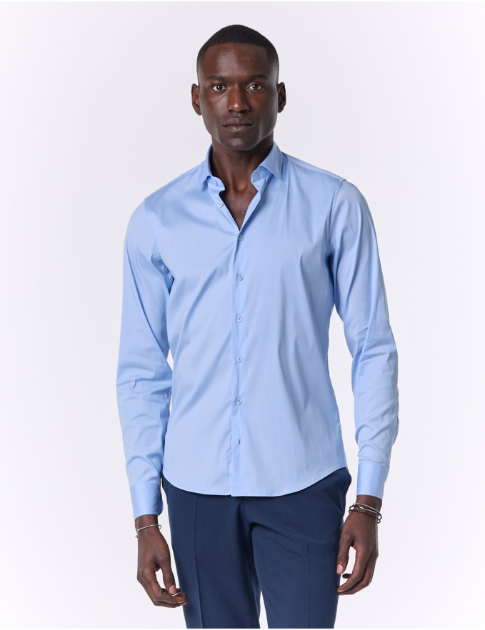 CAMISA SLIM FIT SOFT TOUCH AZUL CLARO