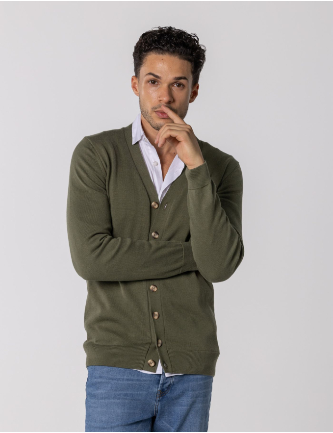CARDIGAN DE MALHA VERDE KAKI