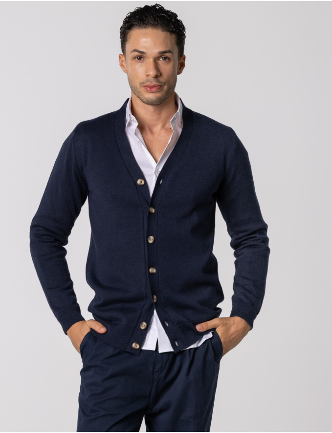 CARDIGAN DE MALHA AZUL MARINHO