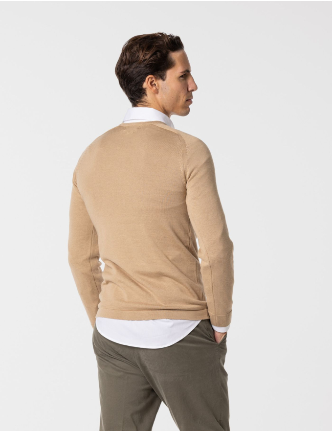 CAMISOLA DE MALHA DECOTE REDONDO BEGE