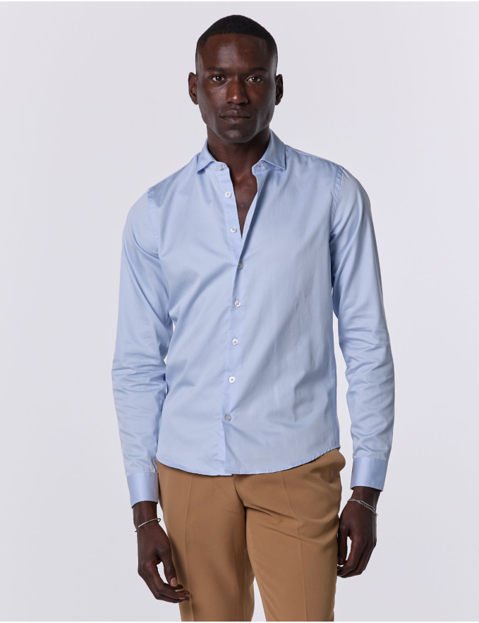 CAMISA DE ALGODÃO AZUL CLARO