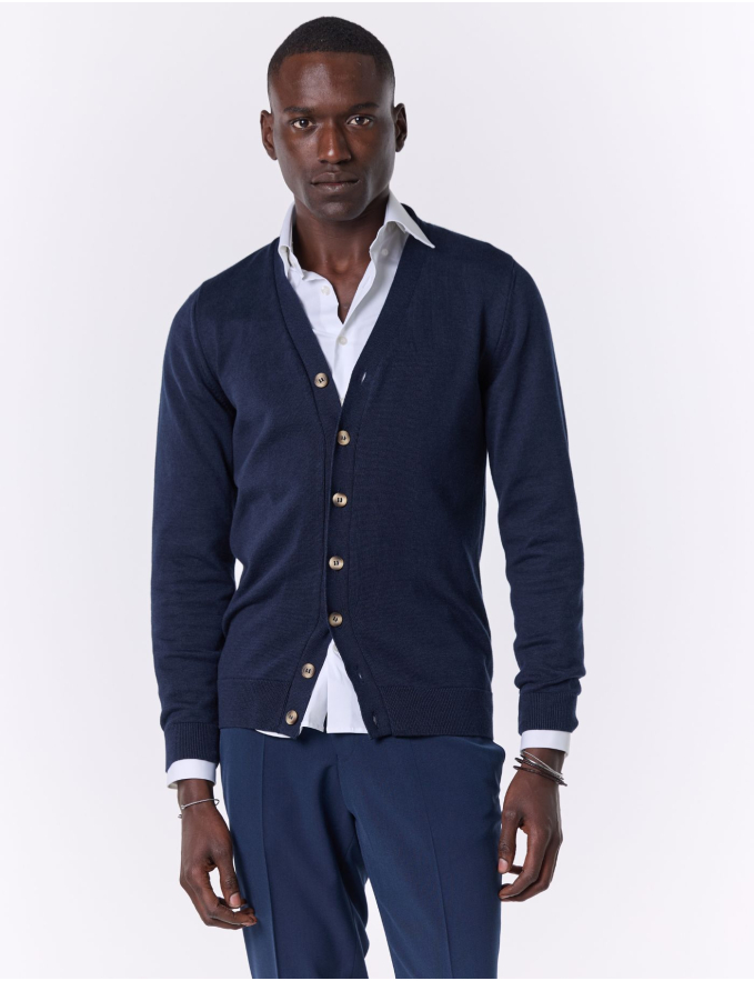 CARDIGAN DE MALHA AZUL MARINHO