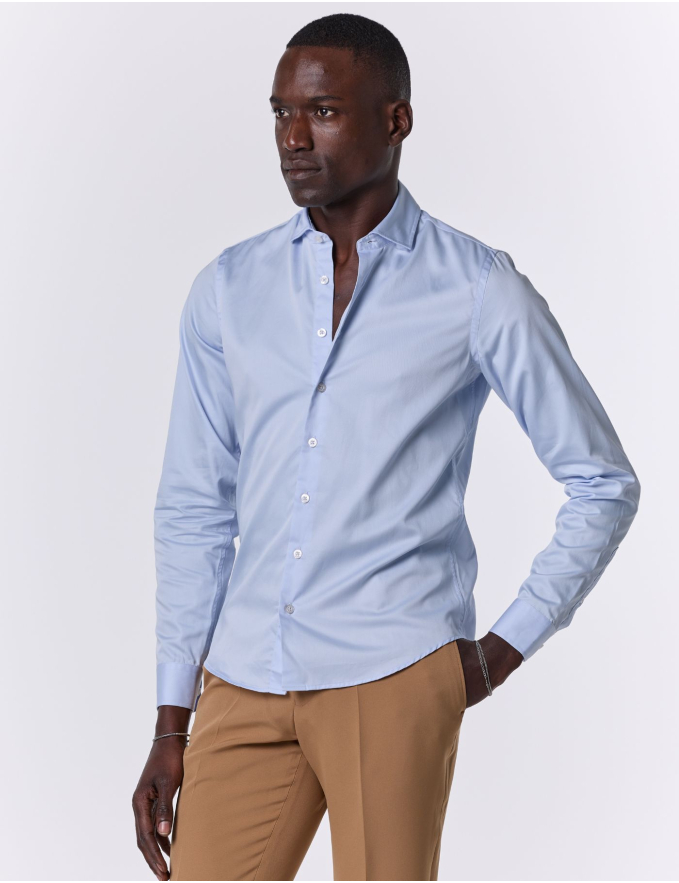 CAMISA DE ALGODÃO AZUL CLARO