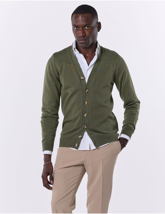CARDIGAN DE MALHA VERDE KAKI