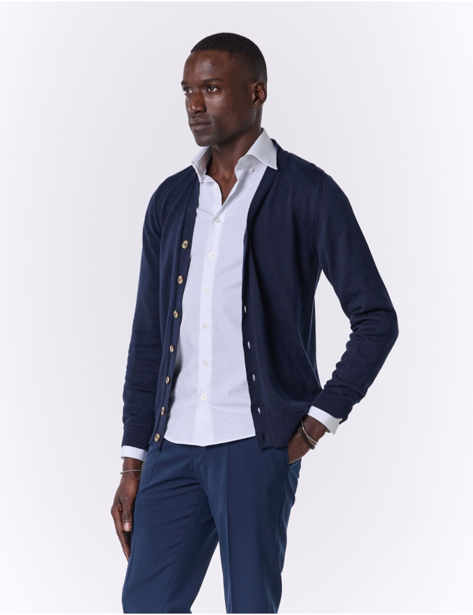 CARDIGAN DE MALHA AZUL MARINHO