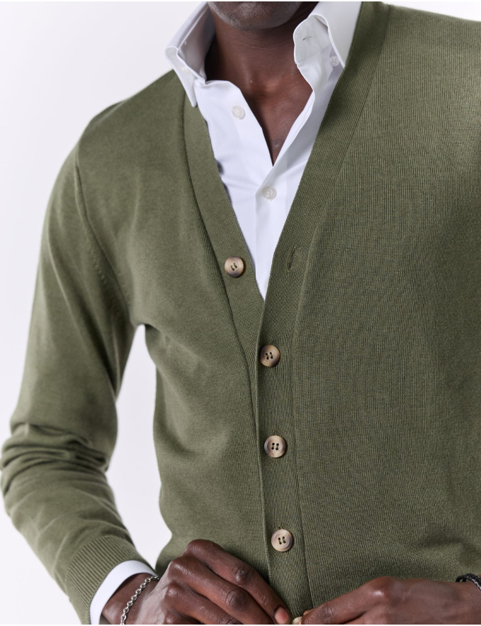 CARDIGAN DE MALHA VERDE KAKI