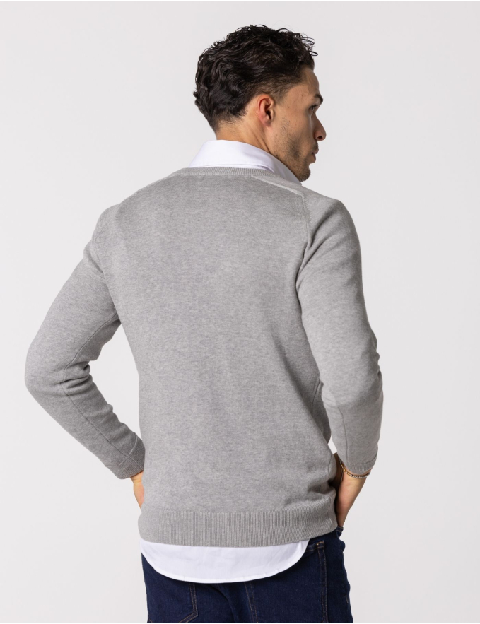 CAMISOLA DE MALHA DECOTE V CINZA MESCLA